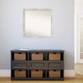 Miroir mural carré étroit en métal craquelé argenté, 71 x 71 cm, simple