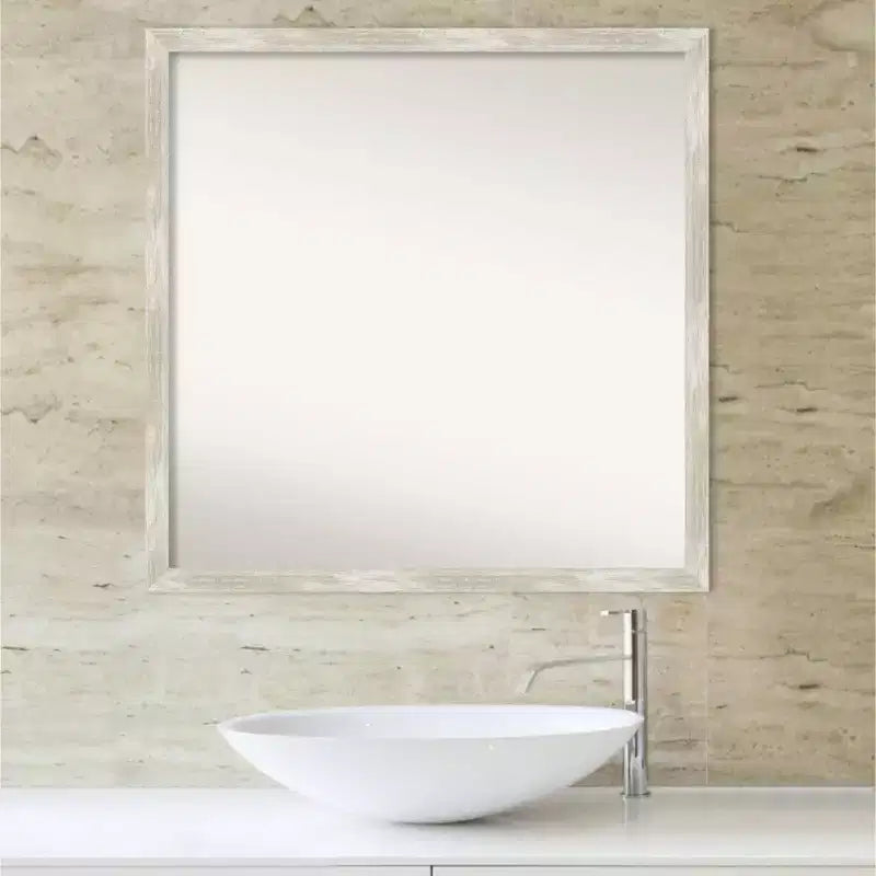 Miroir mural carré étroit en métal craquelé argenté, 71 x 71 cm, simple