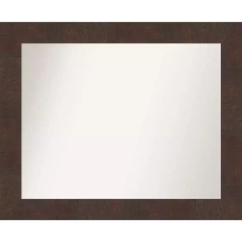 33" x 27" Non-Beveled Wildwood Brown Bathroom Wall Mirror - Amanti Art: Rectangle, Polystyrene Frame, Wall Mounted