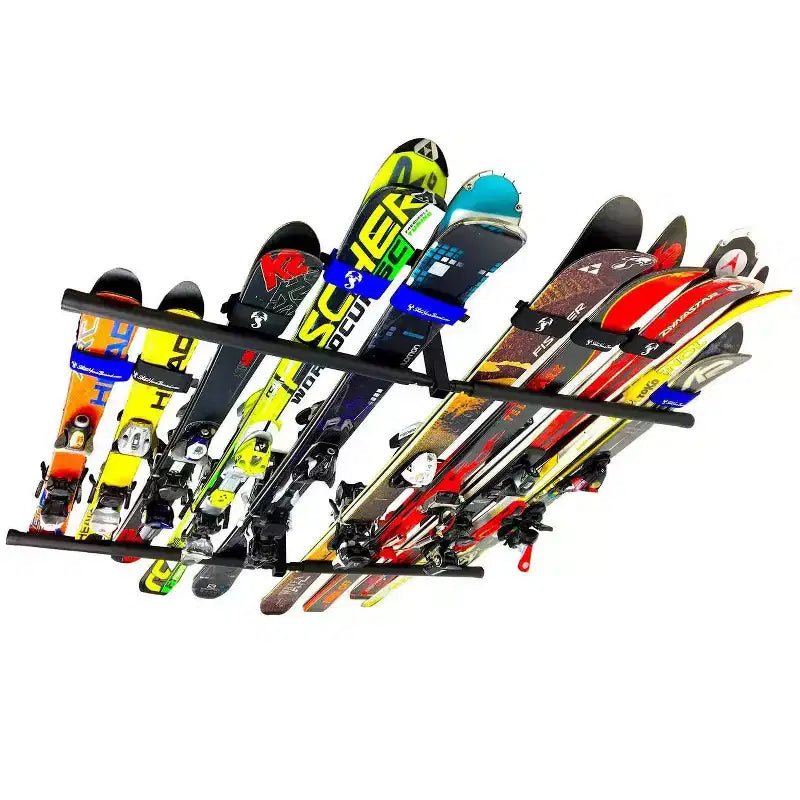 Support de rangement double pour 2 paires de skis et planches à neige pour plafond – Noir