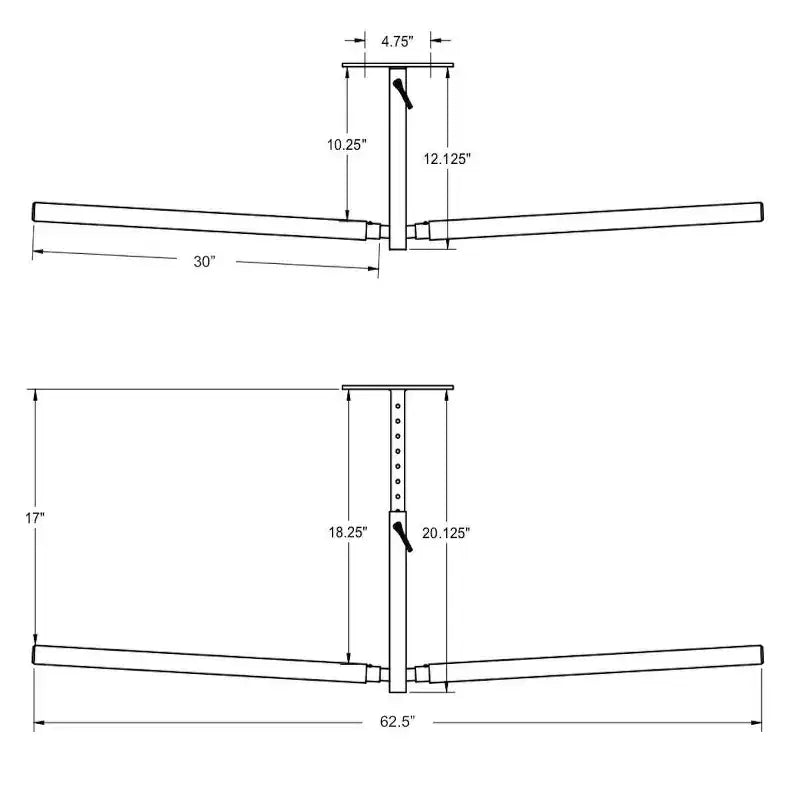 Support de rangement double pour 2 paires de skis et planches à neige pour plafond – Noir