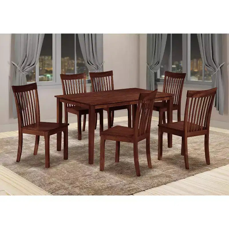 Table à manger rectangulaire marron, 4 pieds, pour 6 personnes
