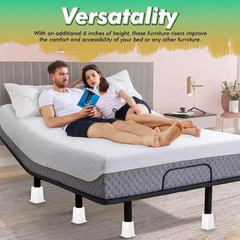 Rehausseurs de lit 6 pouces noir/blanc, lot de 4, empilables, pour 1 à 4 pieds