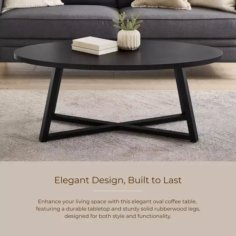 Ensemble de 3 tables basses et d'appoint ovales noir/gris/blanc, style entrecroisé moderne