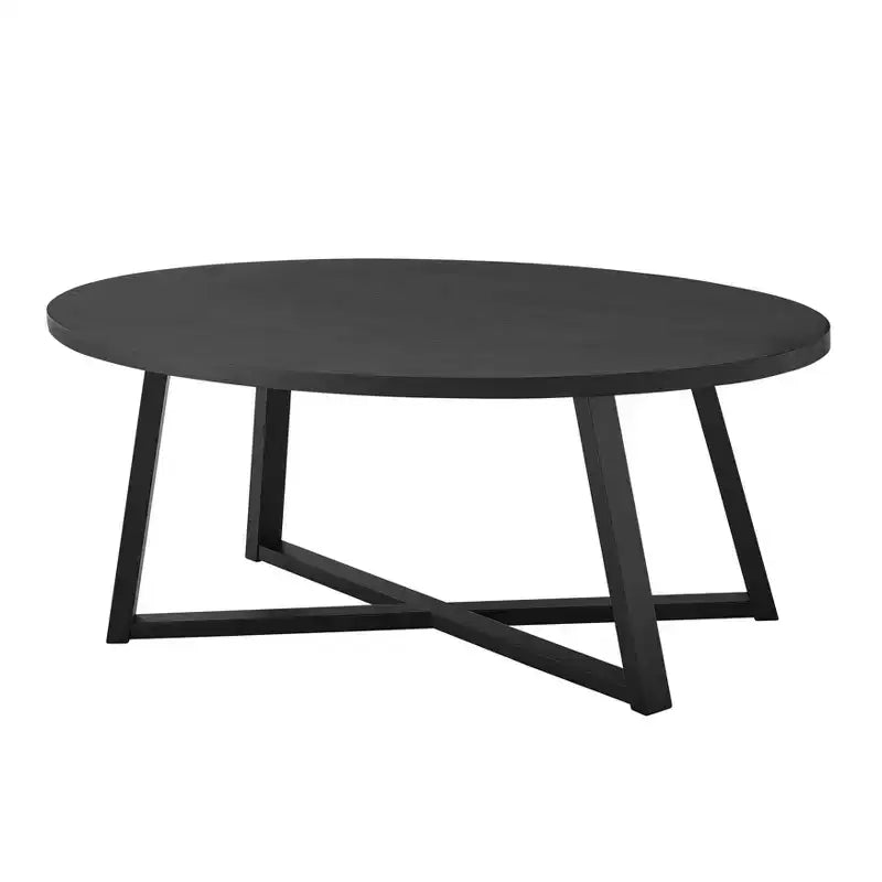 Ensemble de 3 tables basses et d'appoint ovales noir/gris/blanc, style entrecroisé moderne
