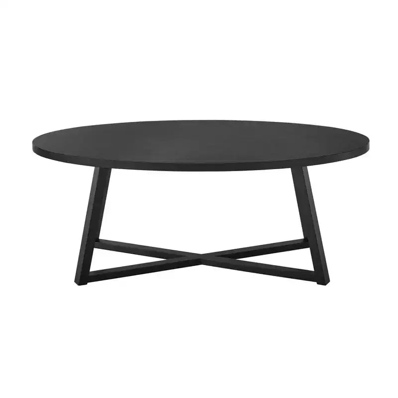 Ensemble de 3 tables basses et d'appoint ovales noir/gris/blanc, style entrecroisé moderne