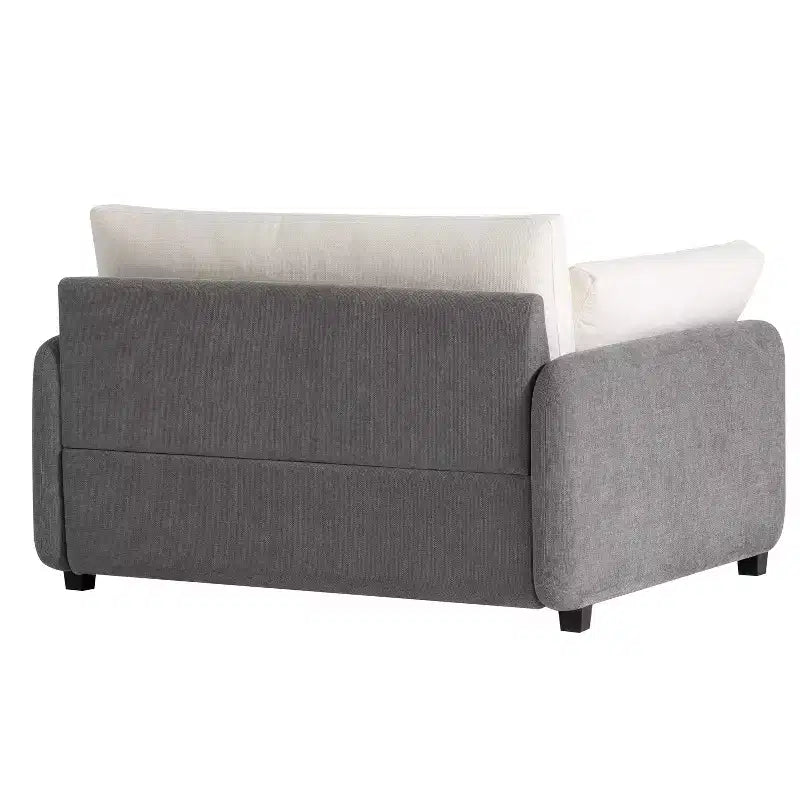 Fauteuil surdimensionné en chenille, une place, color-block bleu / gris / jaune