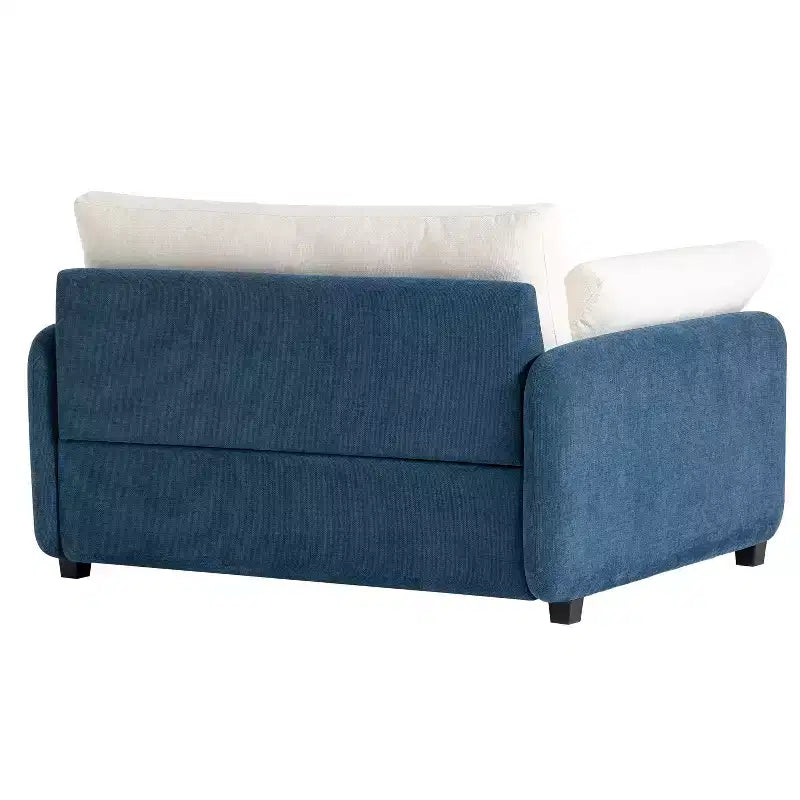 Fauteuil surdimensionné en chenille, une place, color-block bleu / gris / jaune