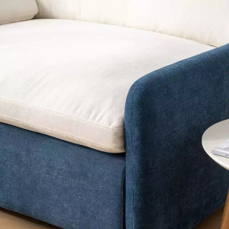 Fauteuil surdimensionné en chenille, une place, color-block bleu / gris / jaune