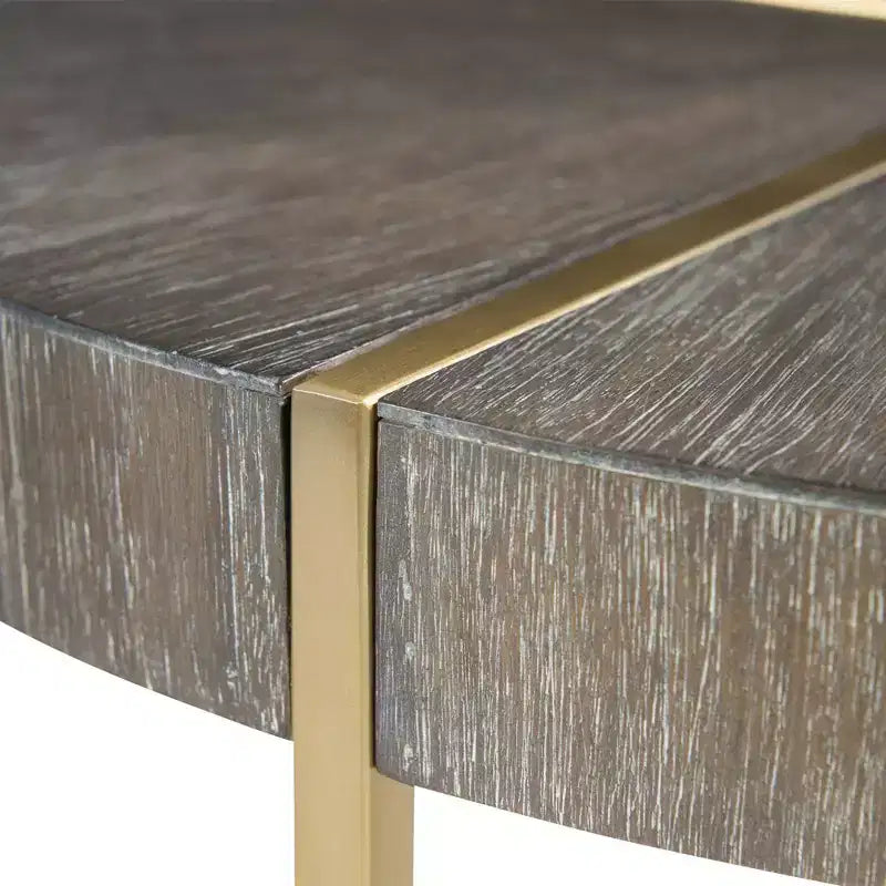 Table d'appoint ronde en noyer foncé et laiton