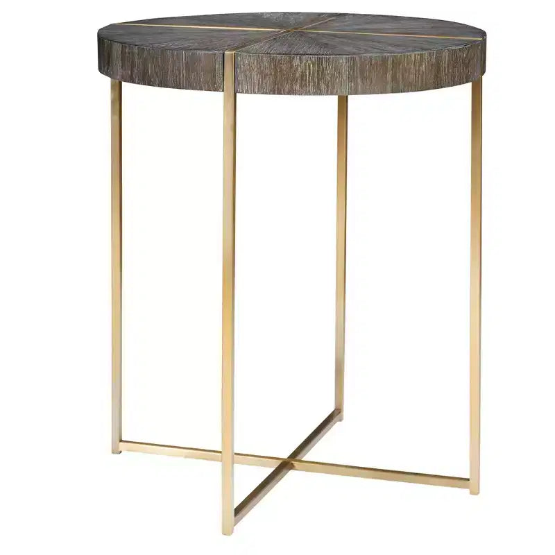 Table d'appoint ronde en noyer foncé et laiton