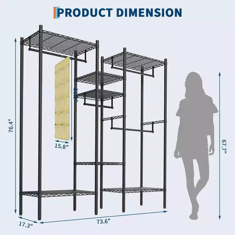 Portant à Vêtements Autonome Robuste Noir – Capacité de 450 kg