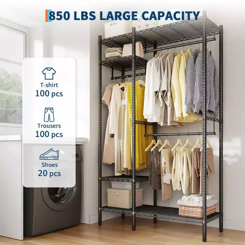 Portant à Vêtements Autonome Robuste Noir – Capacité de 450 kg