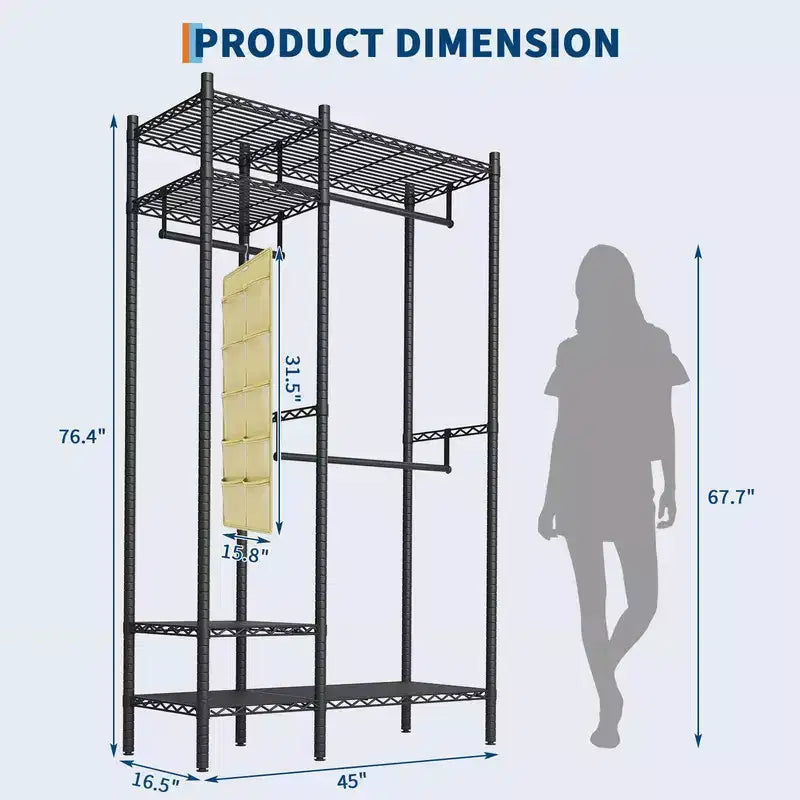 Portant à Vêtements Autonome Robuste Noir – Capacité de 450 kg