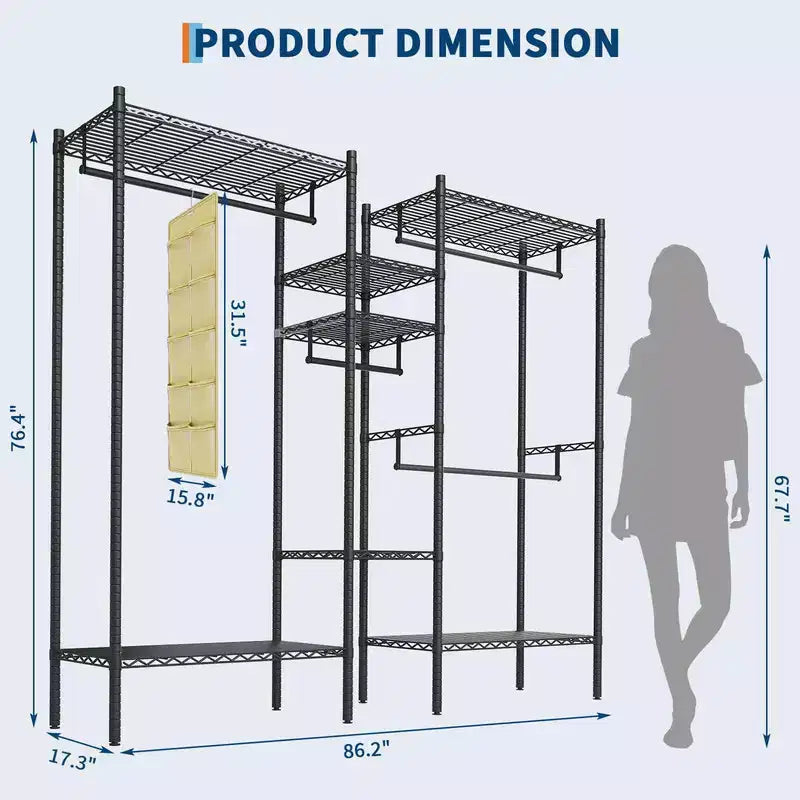 Portant à Vêtements Autonome Robuste Noir – Capacité de 450 kg