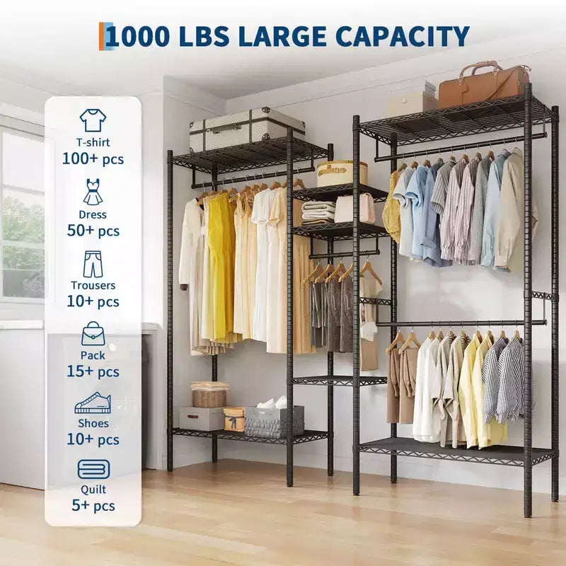 Portant à Vêtements Autonome Robuste Noir – Capacité de 450 kg