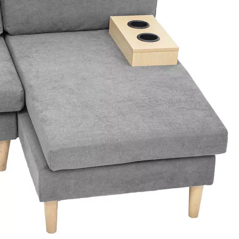 Canapé sectionnel en U gris foncé / gris clair, avec méridienne, 4 places