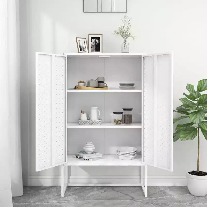 Armoire de rangement en acier anthracite/blanc – 2 portes, 3 étagères, assemblage par 1 personne