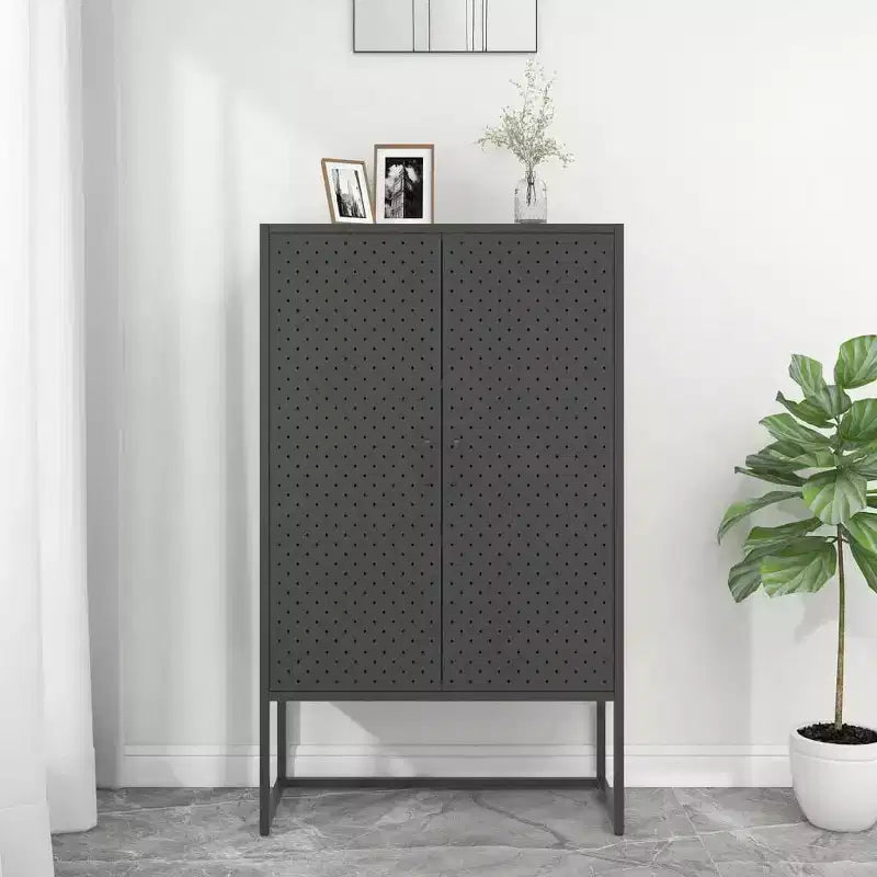 Armoire de rangement en acier anthracite/blanc – 2 portes, 3 étagères, assemblage par 1 personne