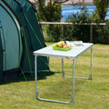 Table de camping pliante blanche/argentée, rectangulaire, pour 1 personne (119 cm × 60 cm)