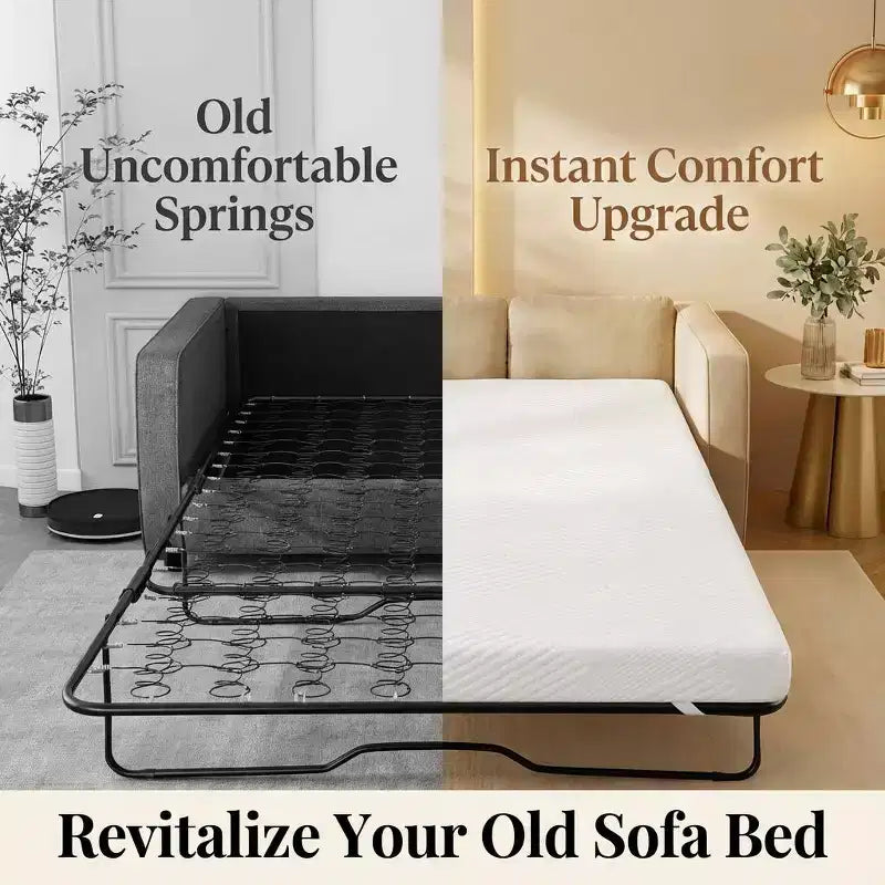 Matelas pour canapé-lit en mousse à mémoire de forme 4" rafraîchissant, blanc, grand lit/très grand lit, 1 place