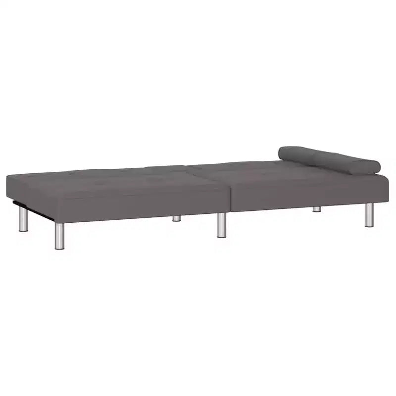 Canapé-lit pliable en similicuir noir/gris avec porte-gobelets – 3 places