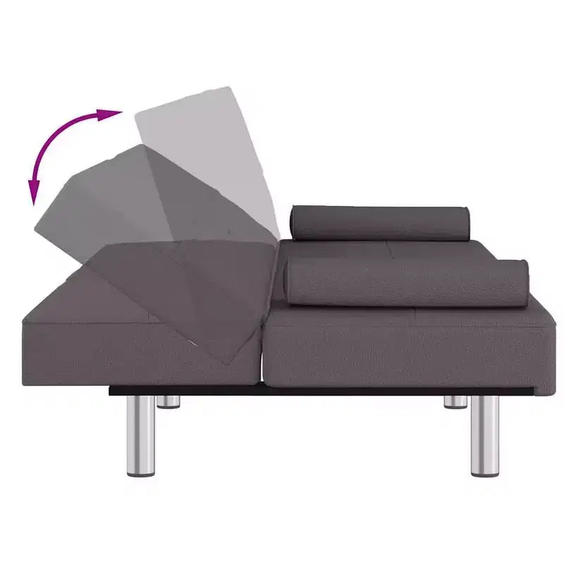 Canapé-lit pliable en similicuir noir/gris avec porte-gobelets – 3 places