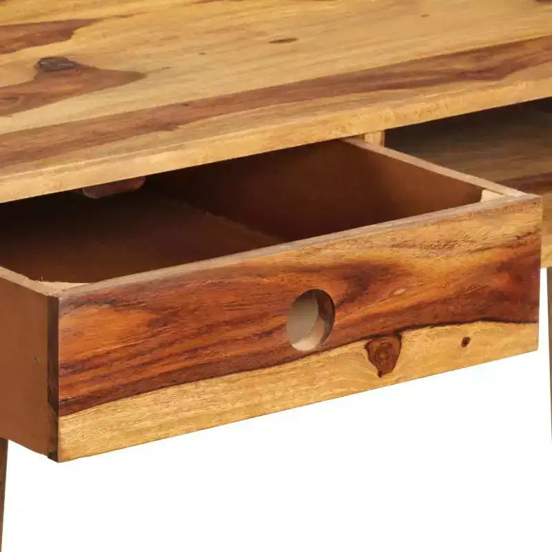 Bureau d'écriture marron et blanc en bois d'acacia massif, style milieu de siècle, 1 personne