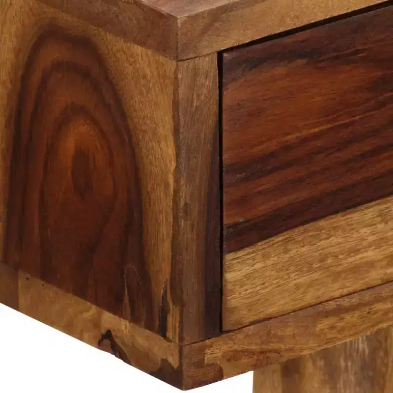 Bureau d'écriture marron et blanc en bois d'acacia massif, style milieu de siècle, 1 personne