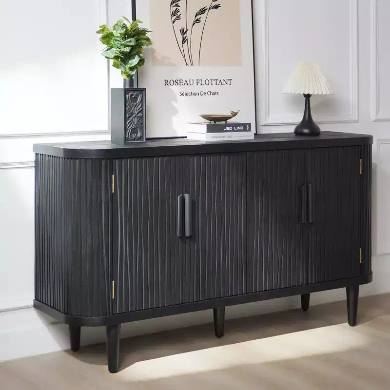 Armoire de rangement simple en bois blanc 150 cm avec 4 portes et 2 étagères réglables