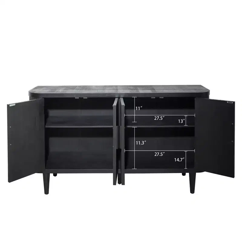 Armoire de rangement simple en bois blanc 150 cm avec 4 portes et 2 étagères réglables