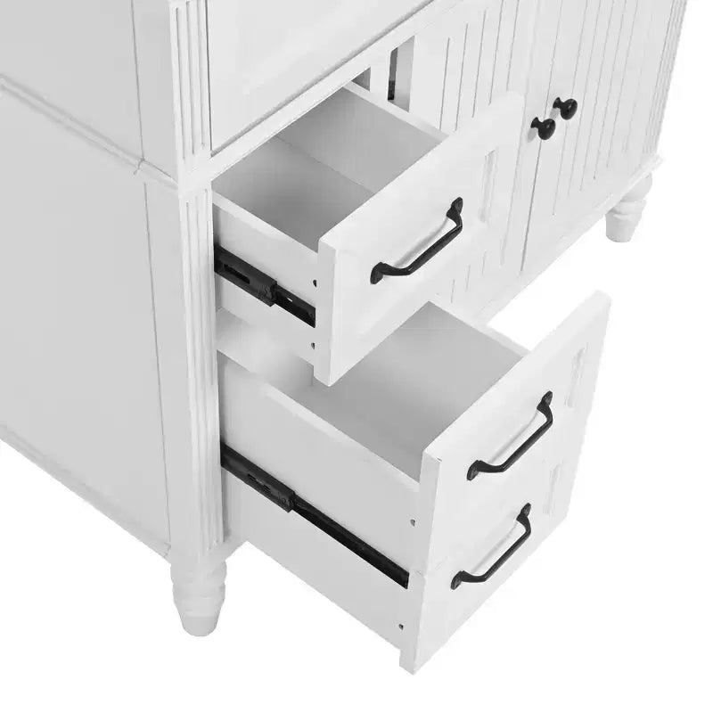 Meuble-lavabo de salle de bain autoportant blanc avec évier, simple, 36 po