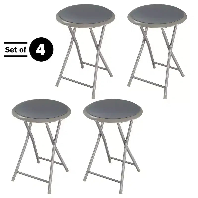 Tabouret de bar pliable sans dossier noir/gris/blanc, lot de 4 (1 personne chacun)