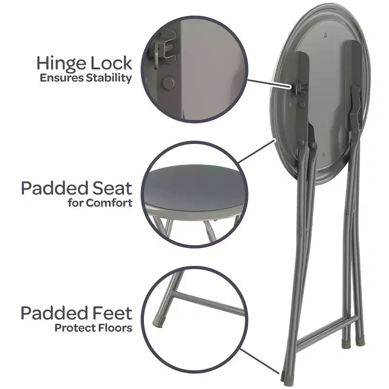 Tabouret de bar pliable sans dossier noir/gris/blanc, lot de 4 (1 personne chacun)