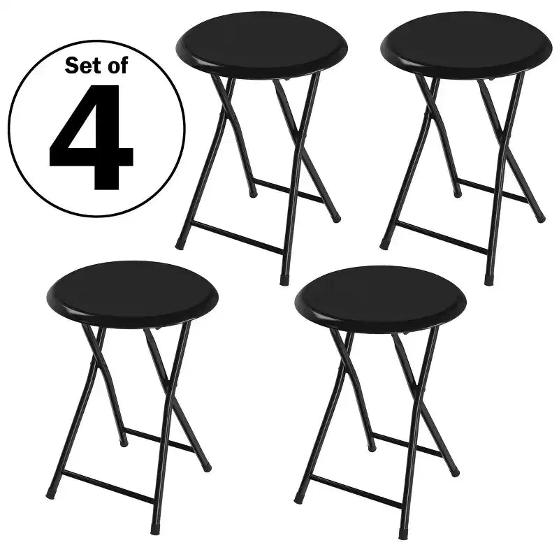 Tabouret de bar pliable sans dossier noir/gris/blanc, lot de 4 (1 personne chacun)