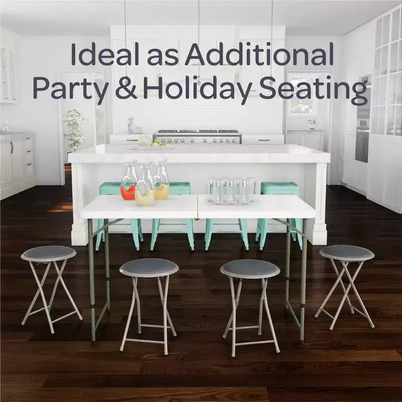 Tabouret de bar pliable sans dossier noir/gris/blanc, lot de 4 (1 personne chacun)