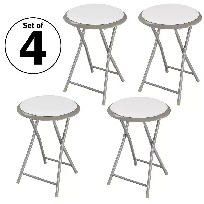 Tabouret de bar pliable sans dossier noir/gris/blanc, lot de 4 (1 personne chacun)