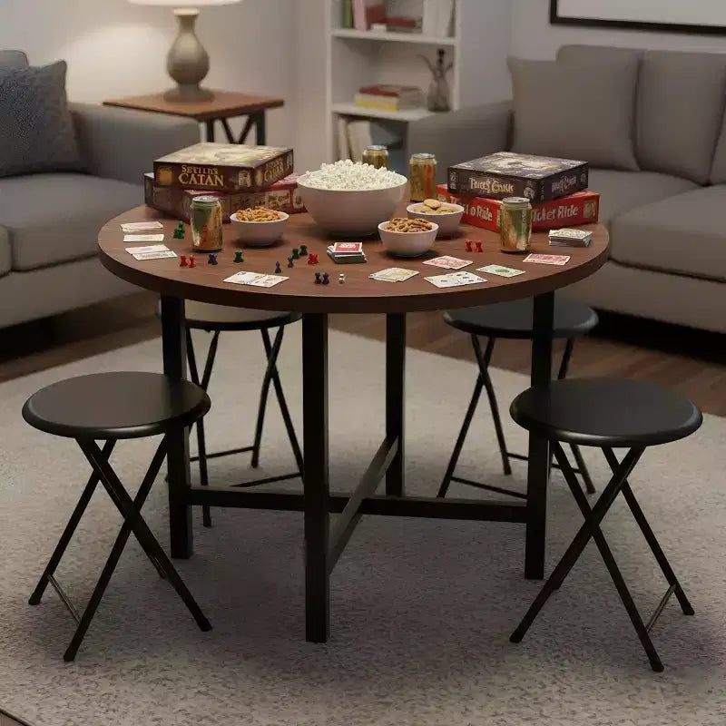 Tabouret de bar pliable sans dossier noir/gris/blanc, lot de 4 (1 personne chacun)