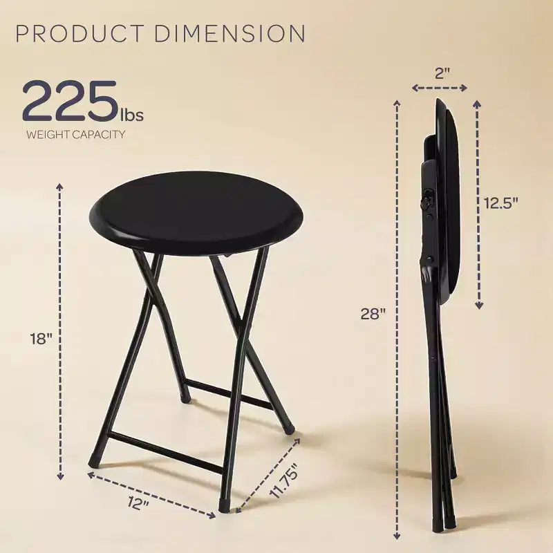 Tabouret de bar pliable sans dossier noir/gris/blanc, lot de 4 (1 personne chacun)
