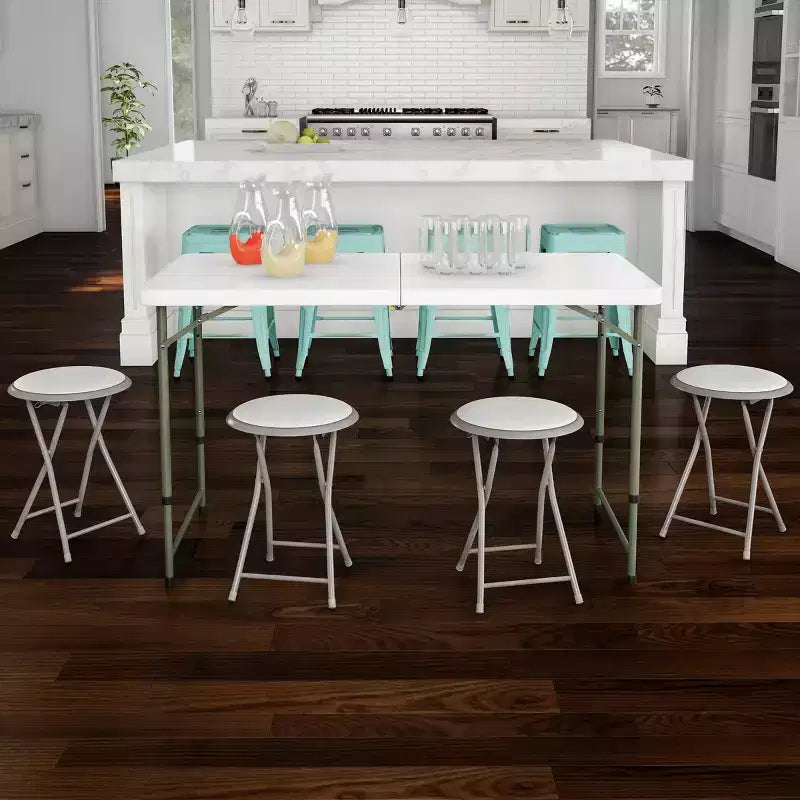 Tabouret de bar pliable sans dossier noir/gris/blanc, lot de 4 (1 personne chacun)