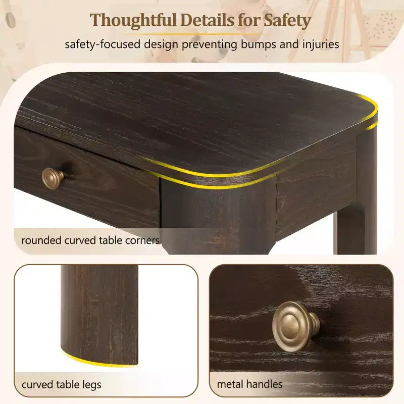 Console rustique de 52 po avec 3 tiroirs – Noir / Expresso / Naturel