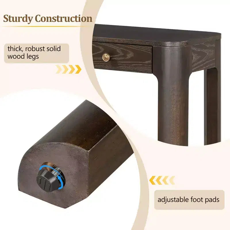 Console rustique de 52 po avec 3 tiroirs – Noir / Expresso / Naturel
