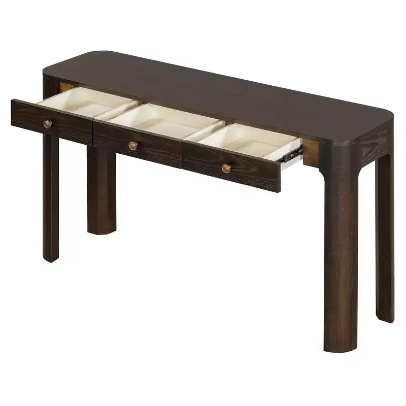 Console rustique de 52 po avec 3 tiroirs – Noir / Expresso / Naturel
