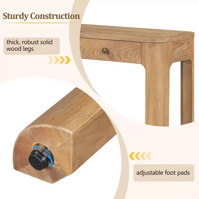 Console rustique de 52 po avec 3 tiroirs – Noir / Expresso / Naturel