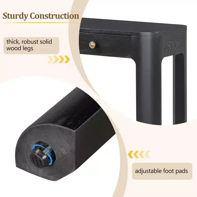 Console rustique de 52 po avec 3 tiroirs – Noir / Expresso / Naturel