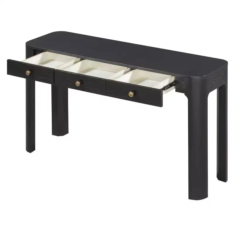 Console rustique de 52 po avec 3 tiroirs – Noir / Expresso / Naturel