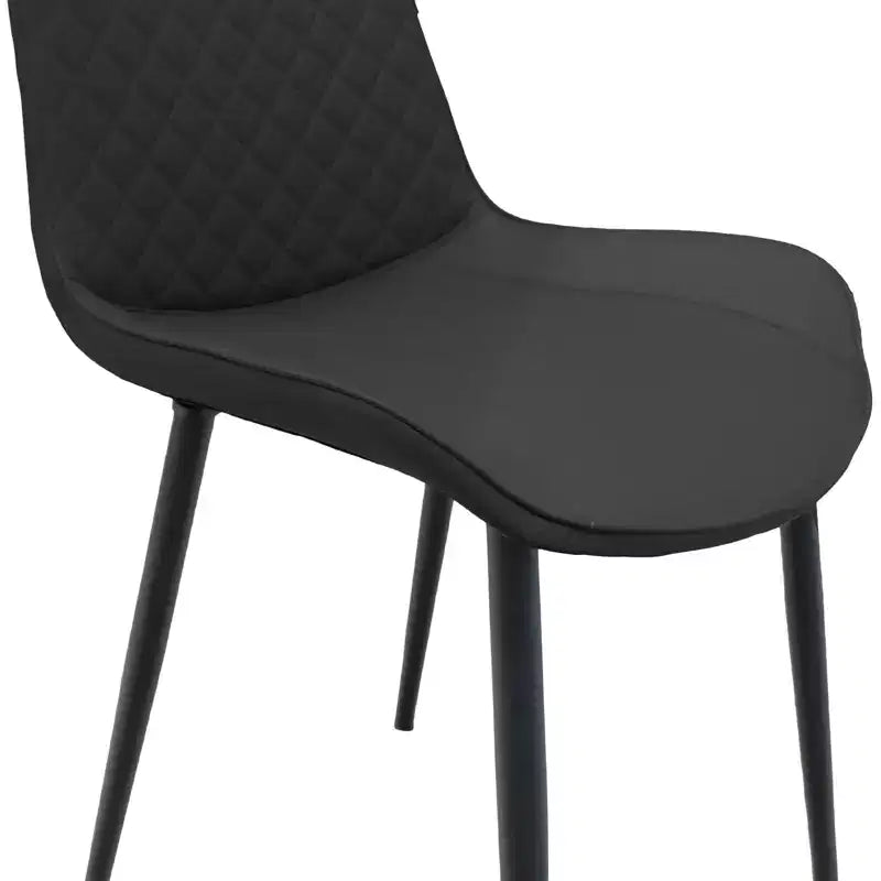 Lot de 4 chaises de salle à manger en similicuir noir, sans accoudoirs, dossier haut avec pieds en métal