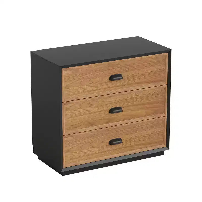 Table de chevet rustique marron en bois massif avec 3 tiroirs, table de nuit simple