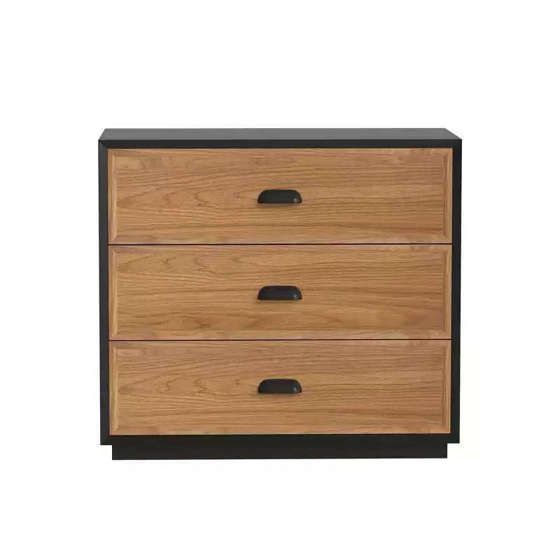 Table de chevet rustique marron en bois massif avec 3 tiroirs, table de nuit simple