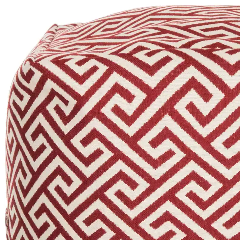 Pouf carré motif Fret – Beige/blanc et Rouge/blanc, 1 place